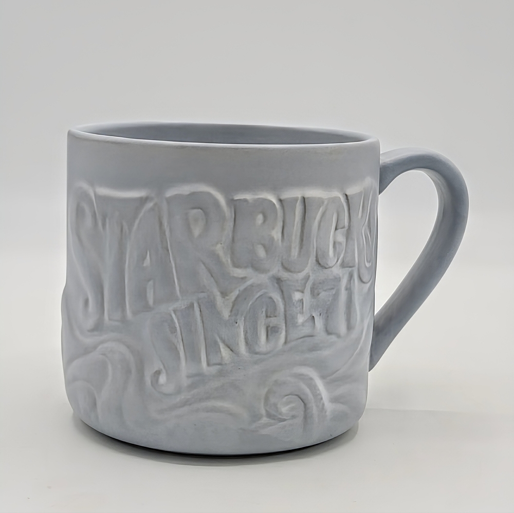 Starbucks Matte Gray Embossed Siren Relief Mug 12 oz 2017 Seattle Since 71